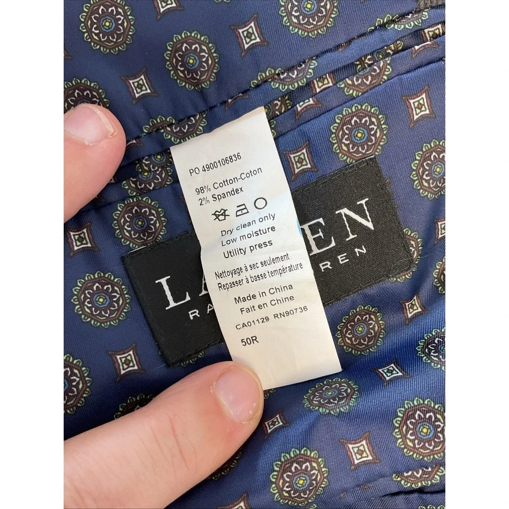 Ralph Lauren Black Label Mens Corduroy Gray Blazer Jacket Size 50R Arm patch gpa